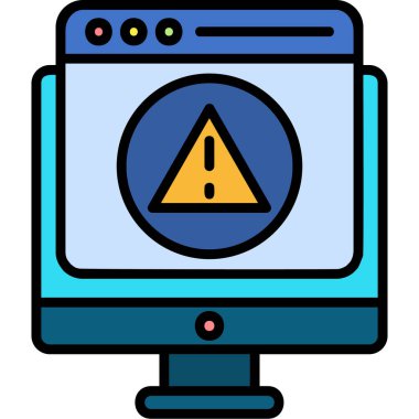 Bilgisayar monitörü simge rengi dış hat vektörü