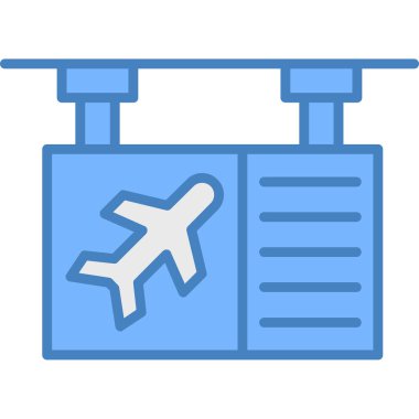 Hava bileti simgesi renk ana hatları vektörü