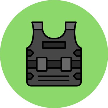 Askeri yelek ikonu. Web için kamuflaj yelek vektör simgesinin özet çizimi