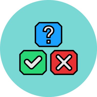 soru işareti ve çapraz simge