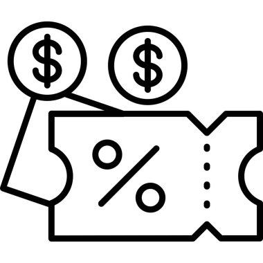 Dolar para çantası simgesi taslak biçimi