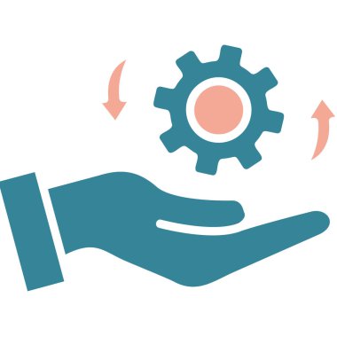 Dişli izole edilmiş simgeye sahip eller