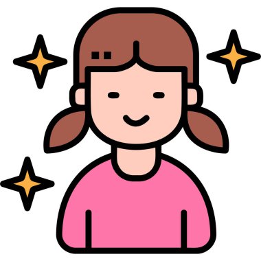 Saç stili ve zarif bluzu olan mutlu bir bayan. vektör çizimi tasarımı