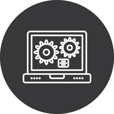 Dişli sembollü bilgisayar monitörü, basit simge