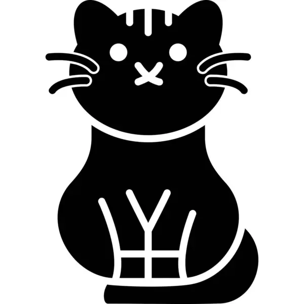 Kedi Simgesi, Basit Renk Vektörü İllüstrasyonu