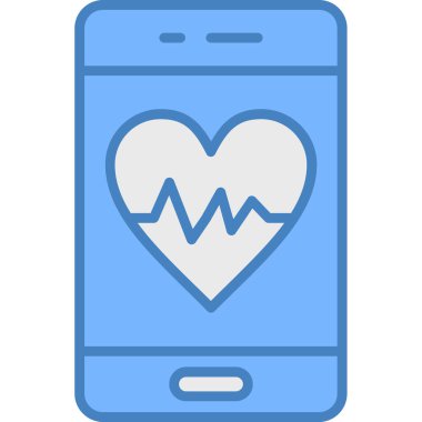 Akıllı telefon ikonlu mobil kalp. Basit resimleme