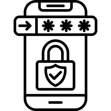 Akıllı telefon kilit simgesi. Anahat smartphone kilit vektör simgesi beyaz arka plan üzerinde izole web tasarımı için