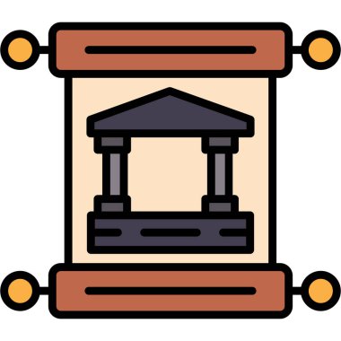 adliye simgesi renk ana hatları vektörü