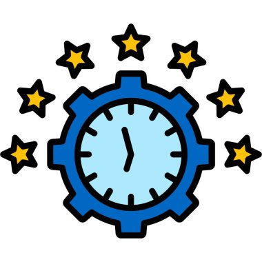 Saat simgesi. Taslak saat zaman vektör rengi düz izole