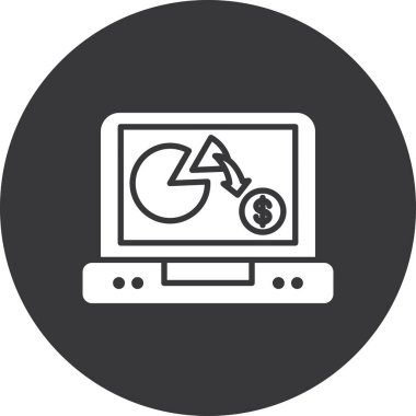 beyaz arkaplan üzerinde büyüteç simgesi, çizgi biçimi, vektör illüstrasyonlu dizüstü bilgisayar ve dolar işareti