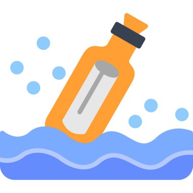 Su ikonlu şişe, vektör illüstrasyonu