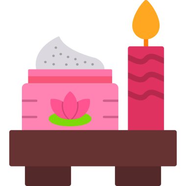 Çiçekli mum, vektör illüstrasyonu