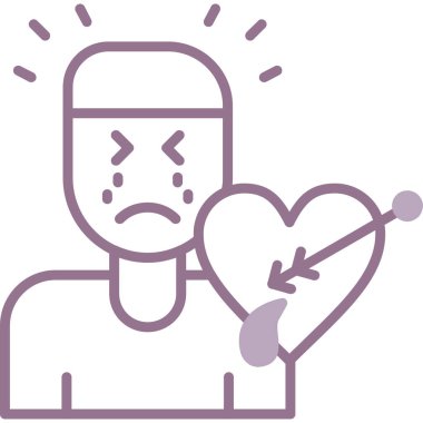 kızgın kalp duygu simgesi ana hatlarıyla doldurulmuş