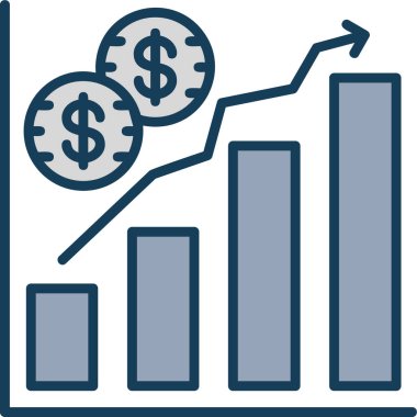 Dolar büyüme grafiği simgesi düz stil