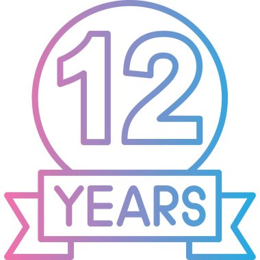 12. yıl dönümü simgesi, vektör illüstrasyonu