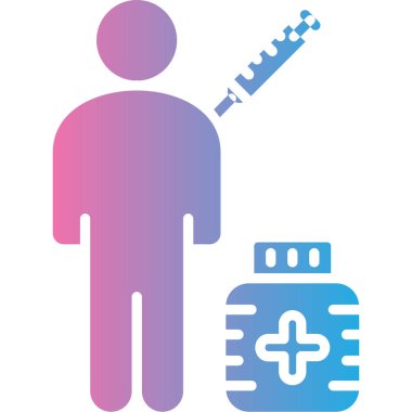 Uyuşturucu ve şırınga ikonu. İnternet için uyuşturucu ve aşı şırınga vektör simgesinin düz çizimi