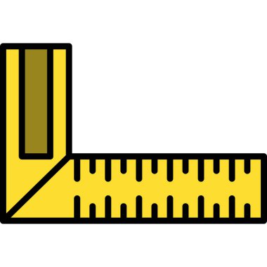 Cetvel ve mezura simgesi. şerit ölçüm vektör simgesi rengi izole konturu