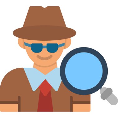 Dedektif man büyüteç simgesi düz stil