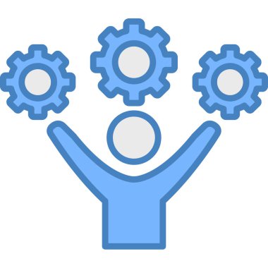 İş ikonu. Vektör çizimi. yuvarlak açılı düz ikonik sembol, pürüzsüz mavi renk, beyaz arkaplanda izole edilmiş renkler