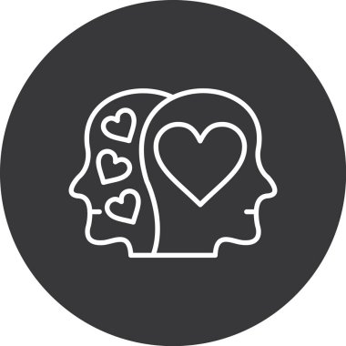 kafa simgesi olan kalp, vektör illüstrasyonu