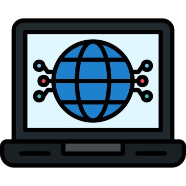 Bilgisayar küresi simgesi. dizüstü bilgisayar vektör simgesi rengi düz izole