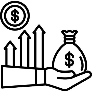 Dolar büyüme grafiği simgesi ana hat biçiminde