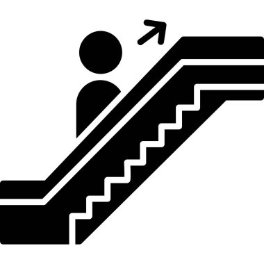 Yürüyen merdiven Simgesi, Basit Renk Vektörü İllüstrasyonu