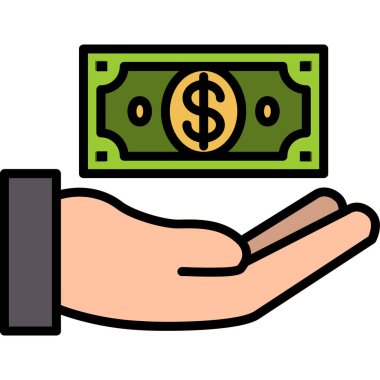 El ele tutuşan para dolar simgesi