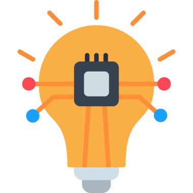 İş ve yönetim kategorisinde ampul fikri yenilik simgesi