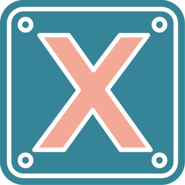 x harfi simgesi yumuşak mavi arkaplanda izole edilmiş düz moda biçiminde