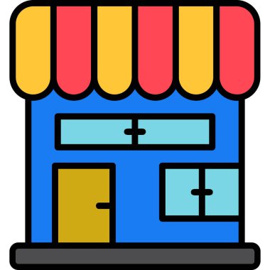 Alışveriş mağazası ikon rengi ana hatları vektörü