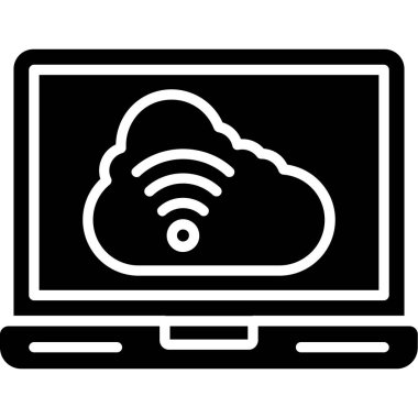 dizüstü bilgisayar bulut simgesi, vektör biçimi