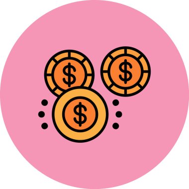 Dolar madeni para ikonu. vektör illüstrasyonu