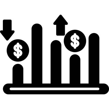 iş grafiği simgesi, doların vektör illüstrasyonu