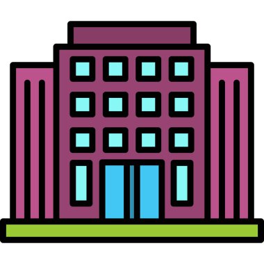 Otel ikon vektörü. özet çizimi