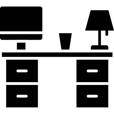 Masa mobilyası simgesi ve vektör illüstrasyonu beyaz arkaplanda izole edildi