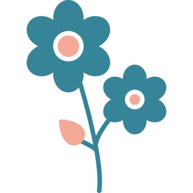 Şirin çiçek süsleme simgesi, düz stil