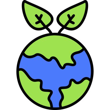 Yeryüzü simgesi renk ana hatları vektörü