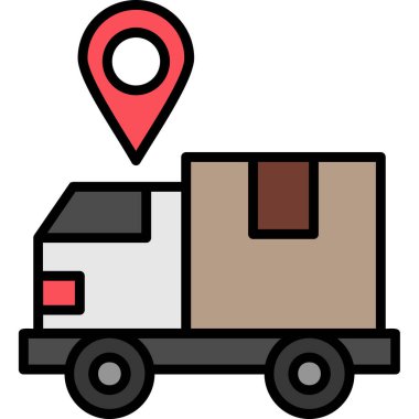 dağıtım kamyonu ikonu vektör çizimi