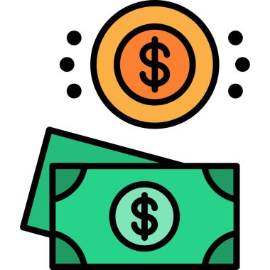 Dolar Simgesi, Basit Renk Vektörü İllüstrasyonu