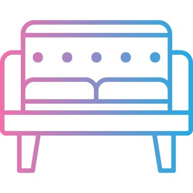 Kanepe ikonu. Beyaz arkaplanda izole edilmiş web tasarımı için ana hat kanepe vektör simgesi