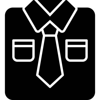 Kravat simgesi. vektör biçimi düz ikonik sembol, yuvarlak açılar, siyah renk, izole arkaplan