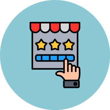 Müşteri derecelendirme simgesi renk ana hatları vektörü