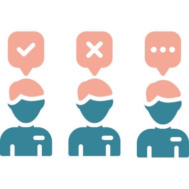 Sosyal medya simgeleri olan bir grup insanın vektör çizimi.