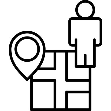 konum haritası pin simgesi ana hat biçiminde