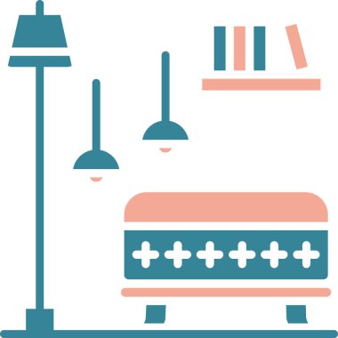 Yatak odası. Web simgesi vektör illüstrasyonu