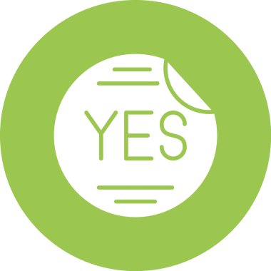 evet vektör simgesi. Bu düz yuvarlak sembol yumuşak yeşil renk kullanır ve beyaz arkaplanda izole edilir.