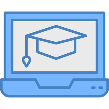 Online eğitim. Web simgesi vektör illüstrasyonu