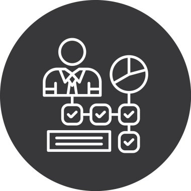 iş yönetimi çizgisi simgesi, konsept illüstrasyon, taslak sembol, vektör işareti, doğrusal sembol.