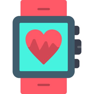 kalp smartwatch simgesi, vektör illüstrasyonu